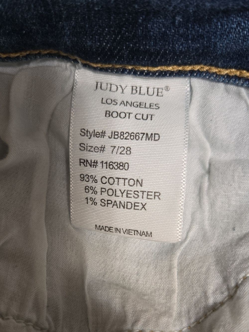 Judy Blue Light Blue Boot Cut Jeans Size 7/28 - Picture 7 of 8